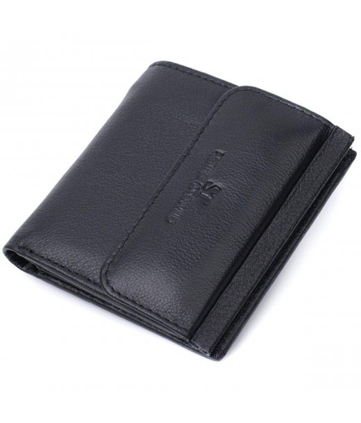 Жіночий гаманець середнього розміру із монетницею зовні із натуральної шкіри ST Leather 22719 Чорний