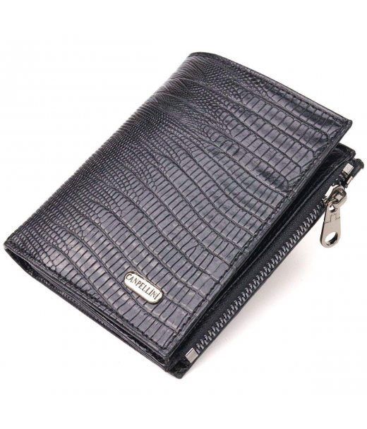 Фактурний вертикальний гаманець з натуральної шкіри CANPELLINI 21672 Чорний Фактурний вертикальний гаманець з натуральної шкіри CANPELLINI 21672 Чорний