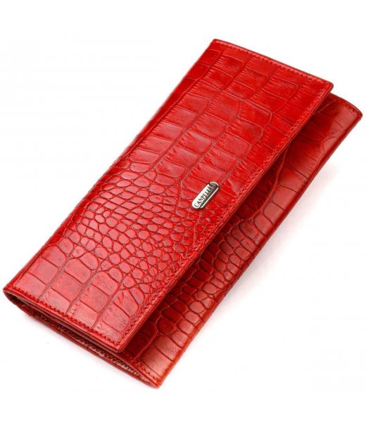 Оригінальний жіночий гаманець з натуральної фактурної шкіри з тисненням під крокодила CANPELLINI 21827 Червоний Оригінальний жіночий гаманець з натуральної фактурної шкіри з тисненням під крокодила CANPELLINI 21827 Червоний