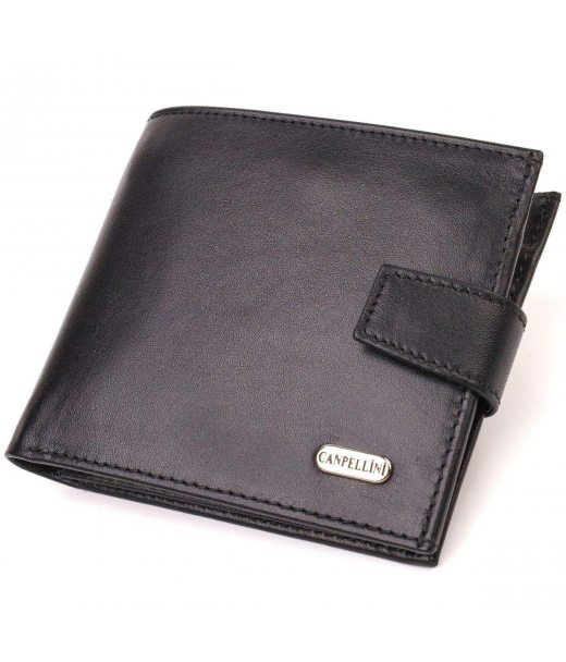 Стильний чоловічий гаманець з натуральної гладкої шкіри CANPELLINI 21880 Чорний Стильний чоловічий гаманець з натуральної гладкої шкіри CANPELLINI 21880 Чорний