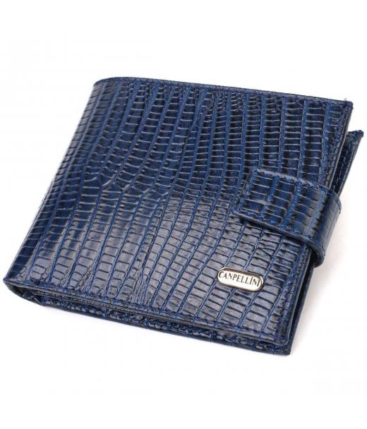 Зручний горизонтальний гаманець для чоловіків із натуральної шкіри з тисненням CANPELLINI 21887 Синій Зручний горизонтальний гаманець для чоловіків із натуральної шкіри з тисненням CANPELLINI 21887 Синій