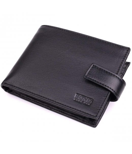 Вместительный мужской кошелек из натуральной кожи BOND 22861 Черный