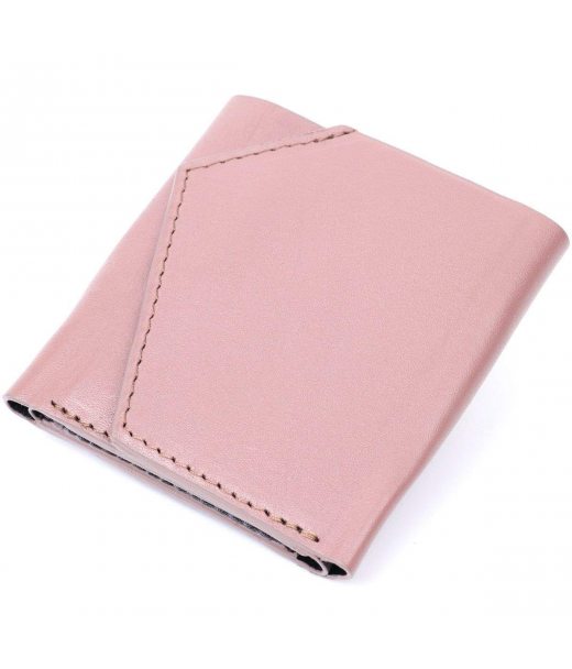 Гарний компактний гаманець із натуральної шкіри GRANDE PELLE 16801 Пудровий