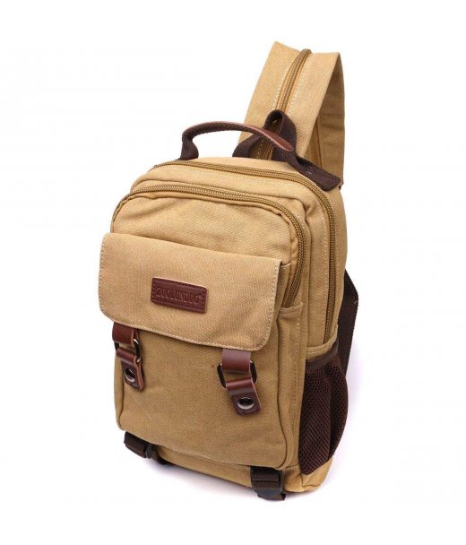 Оригинальный текстильный рюкзак с уплотненной спинкой и отделением для планшета Vintage 22171 Песочный
