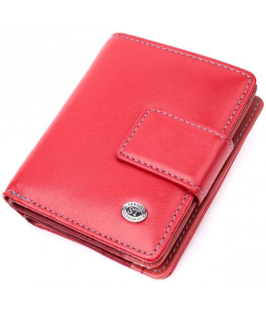 Жіночий вертикальний компактний гаманець із натуральної шкіри ST Leather 19437 Червоний
