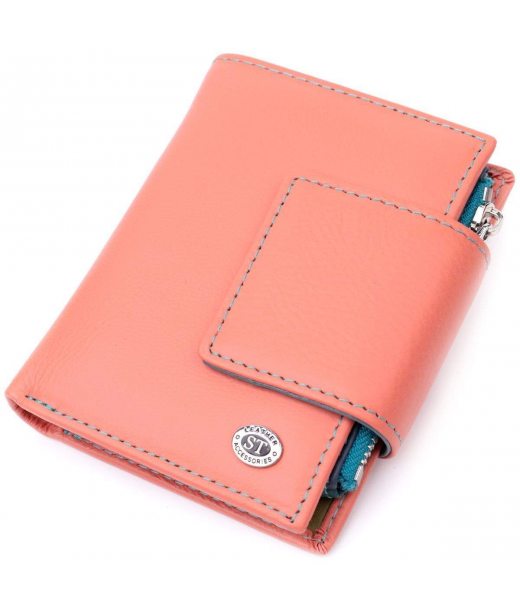 Гаманець з натуральної шкіри для жінок з цікавою монетницею ST Leather 19447 Помаранчевий