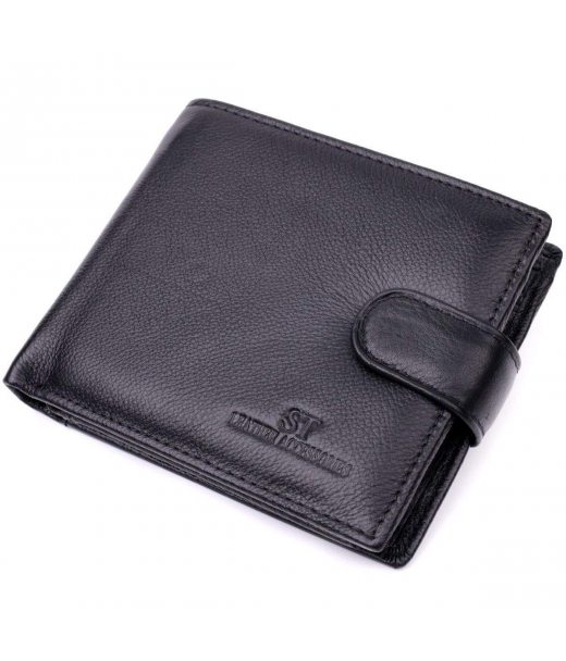 Чоловічий гаманець середнього розміру із натуральної шкіри ST Leather 22444 Чорний