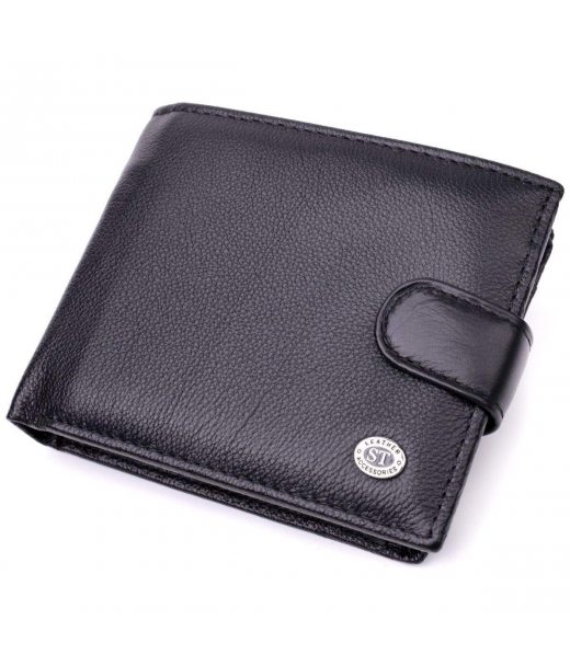 Чоловічий горизонтальний гаманець із натуральної шкіри ST Leather 22466 Чорний