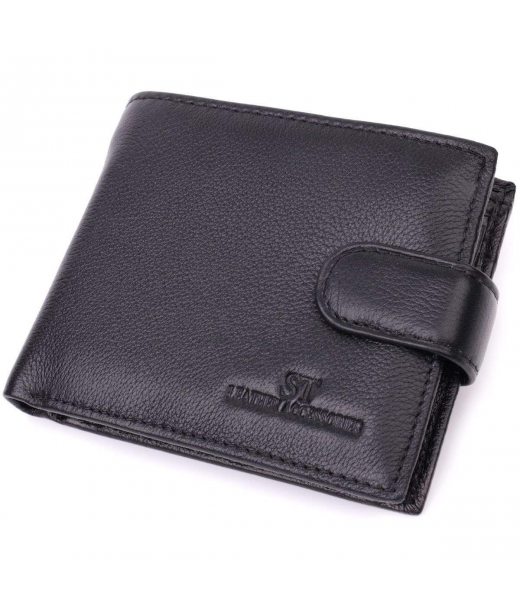 Горизонтальний гаманець середнього розміру з натуральної шкіри ST Leather 22454 Чорний