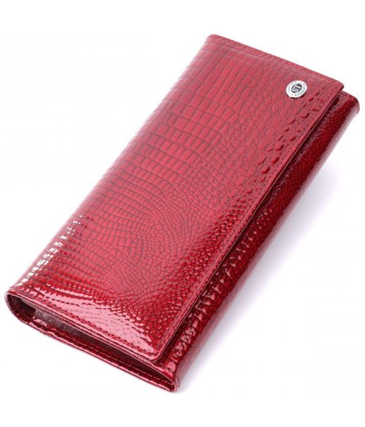 Гаманець для жінок із натуральної лакованої шкіри ST Leather 22680 Червоний