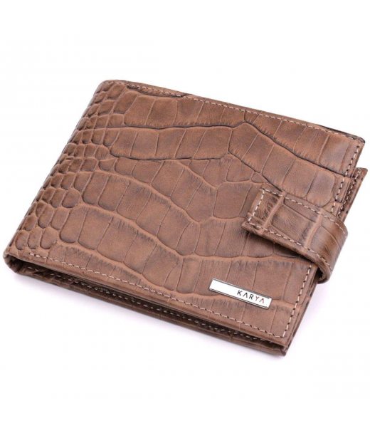 Місткий чоловічий гаманець з натуральної шкіри KARYA 22854 Коричневий