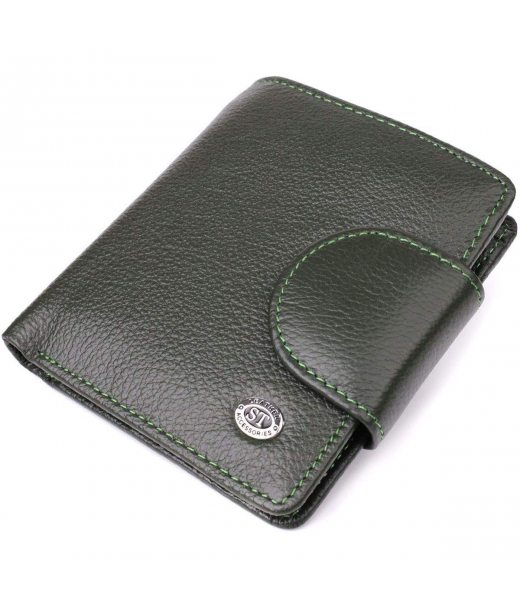 Вертикальний жіночий гаманець з натуральної шкіри ST Leather 23070 Зелений