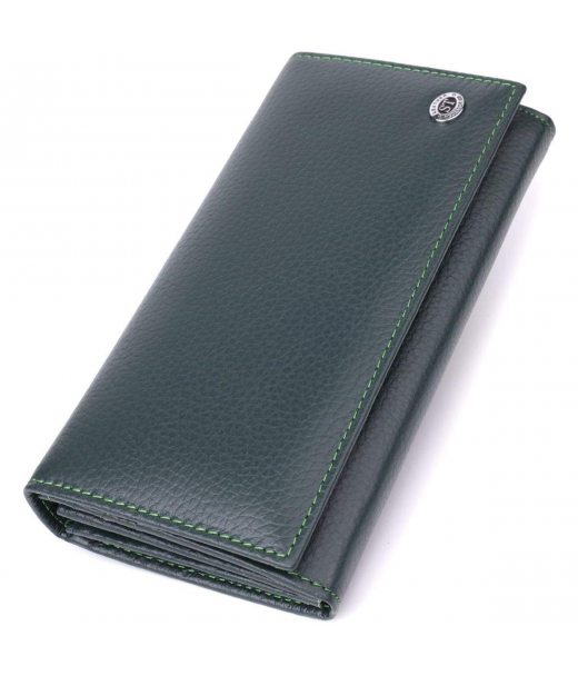 Зручний вертикальний гаманець із натуральної шкіри ST Leather 23086 Зелений