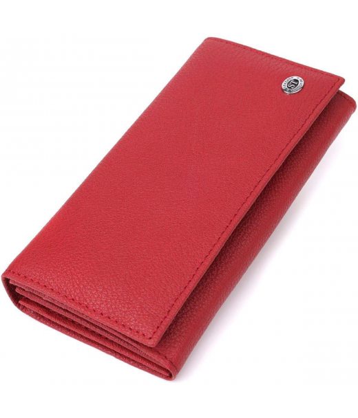 Яскравий вертикальний гаманець із натуральної шкіри ST Leather 23087 Червоний