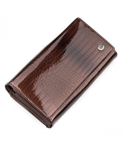 Гаманець жіночий ST Leather 18431 (S9001A) лакована шкіра Коричневий