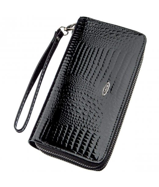 Гаманець жіночий з екошкіри на дві блискавки лаковий KIVI Хамелеон 19026 Чорний Гаманець жіночий з екошкіри на дві блискавки лаковий KIVI Хамелеон 19026 Чорний
