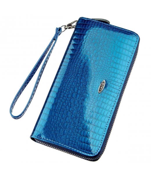 Гаманець жіночий на одну блискавку з екошкіри лаковий KIVI 19028 Синій Гаманець жіночий на одну блискавку з екошкіри лаковий KIVI 19028 Синій