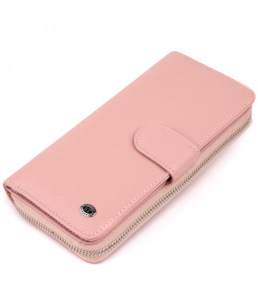 Вертикальний місткий гаманець зі шкіри жіночий ST Leather 19303 Рожевий