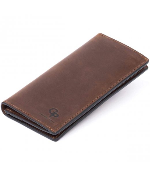 Вертикальний гаманець матовий на магнітній кнопці GRANDE PELLE 11314 Шоколадний