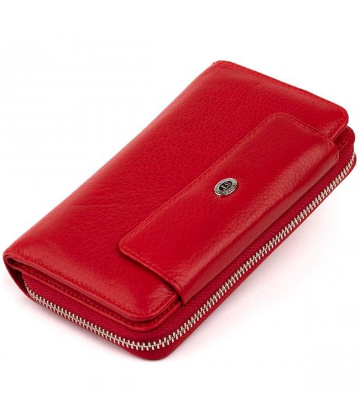 Гаманець зі шкіри на клямці ST Leather 19343 Червоний