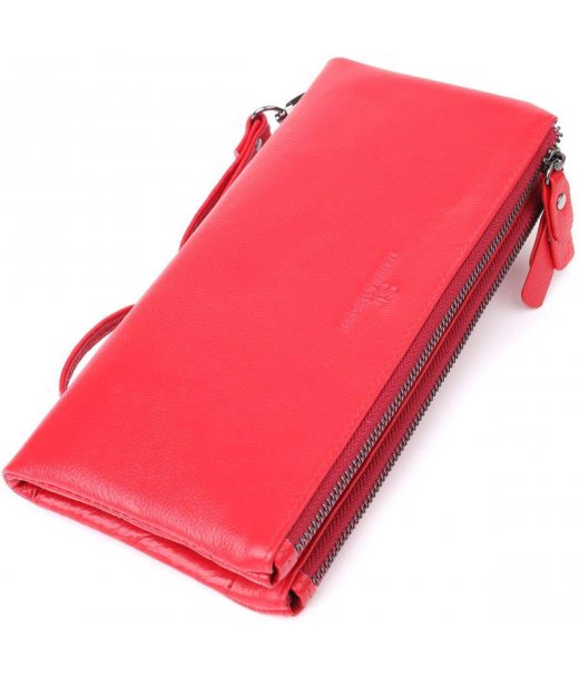 Шкіряний жіночий гаманець на три відділення ST Leather 23109 Червоний