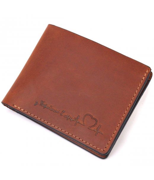 Чоловічий шкіряний гаманець у дві додавання Серце GRANDE PELLE 16736 Світло-коричневий