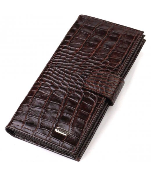 Стильний гаманець для чоловіків з натуральної шкіри з тисненням під крокодила CANPELLINI 21915 Коричневий Стильний гаманець для чоловіків з натуральної шкіри з тисненням під крокодила CANPELLINI 21915 Коричневий