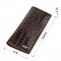 Практичний чоловічий вертикальний гаманець із натуральної шкіри з тисненням під крокодила CANPELLINI 21907 Коричневий