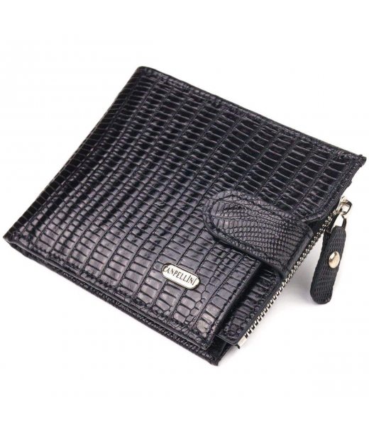 Відмінний чоловічий горизонтальний гаманець із натуральної фактурної шкіри CANPELLINI 21506 Чорний Відмінний чоловічий горизонтальний гаманець із натуральної фактурної шкіри CANPELLINI 21506 Чорний