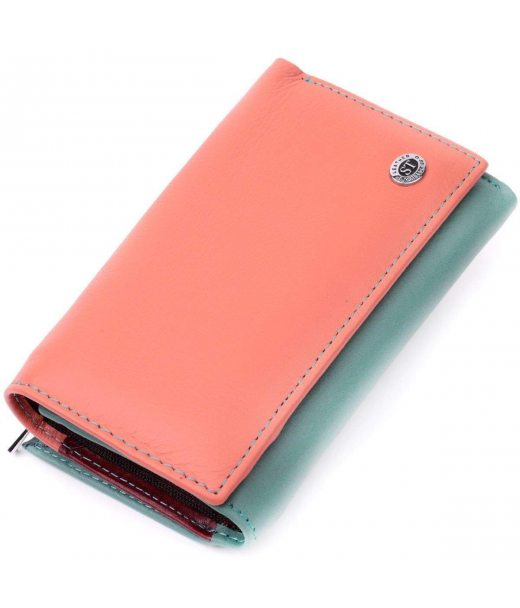 Красивий жіночий шкіряний гаманець у три складання ST Leather 19441 Різнокольоровий