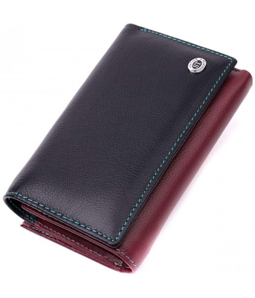 Місткий шкіряний гаманець у три складання для жінок ST Leather 19444 Різнокольоровий
