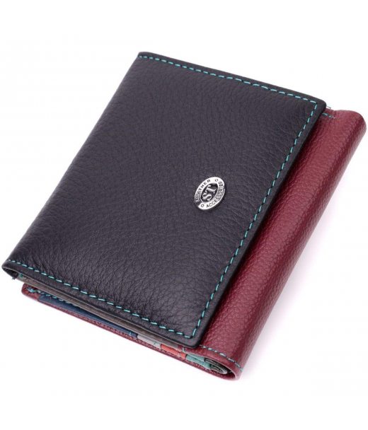 Стильний жіночий гаманець з оригінальною монетницею з натуральної шкіри ST Leather 19510 Різнокольоровий
