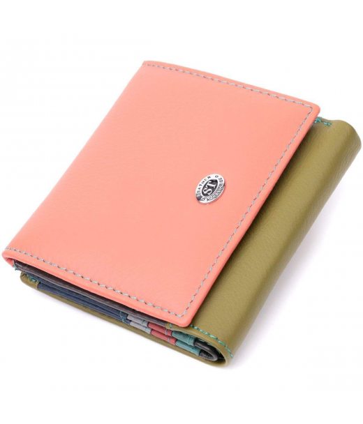 Модний жіночий гаманець з оригінальною монетницею з натуральної шкіри ST Leather 19511 Різнокольоровий