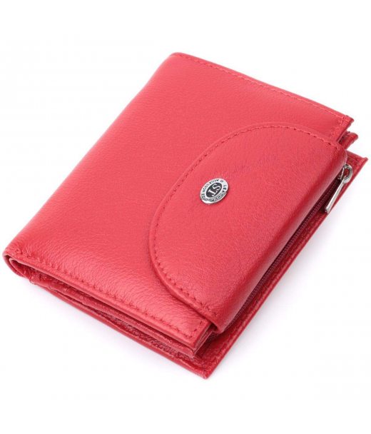 Яскравий жіночий гаманець із монетницею з натуральної шкіри ST Leather 22712 Червоний
