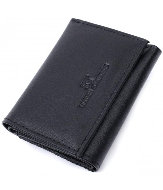 Зручний компактний гаманець з монетницею із натуральної шкіри ST Leather 22742 Чорний