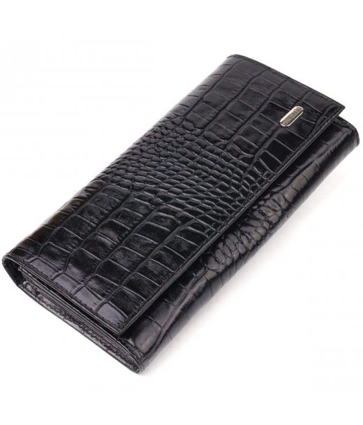 Жіночий гаманець із монетницею з натуральної фактурної шкіри CANPELLINI 21525 Чорний