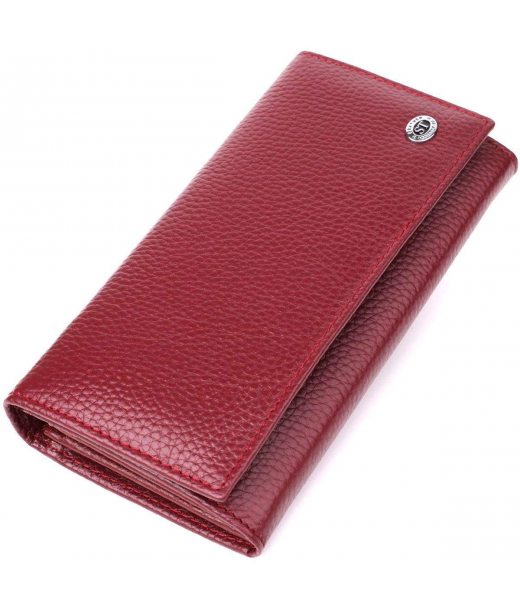 Практичний вертикальний гаманець із натуральної шкіри ST Leather 23085 Бордовий