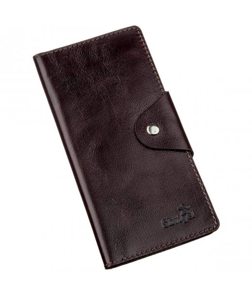 Гаманець вертикальний зі шкіри Алькор на кнопках SHVIGEL 16171 Коричневий