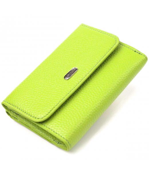 Стильний молодіжний гаманець з натуральної шкіри флотар CANPELLINI 21598 Салатовий