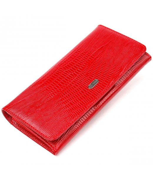 Лакований гаманець для жінок із натуральної фактурної шкіри CANPELLINI 21609 Червоний
