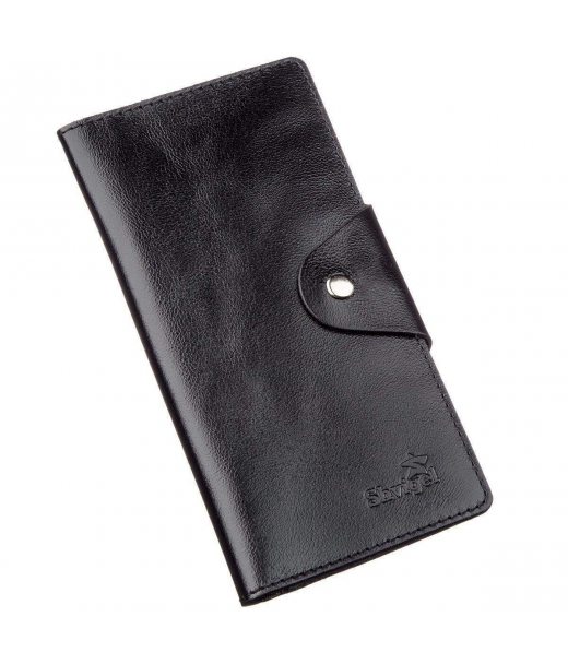 Гаманець чоловічий вертикальний зі шкіри Алькор на кнопках SHVIGEL 16177 Чорний