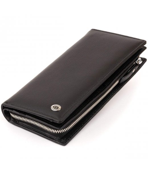 Вертикальний гаманець шкіряний жіночий ST Leather 19274 Чорний