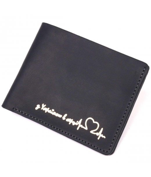 Практичний шкіряний гаманець у дві додавання Серце GRANDE PELLE 16753 Чорний