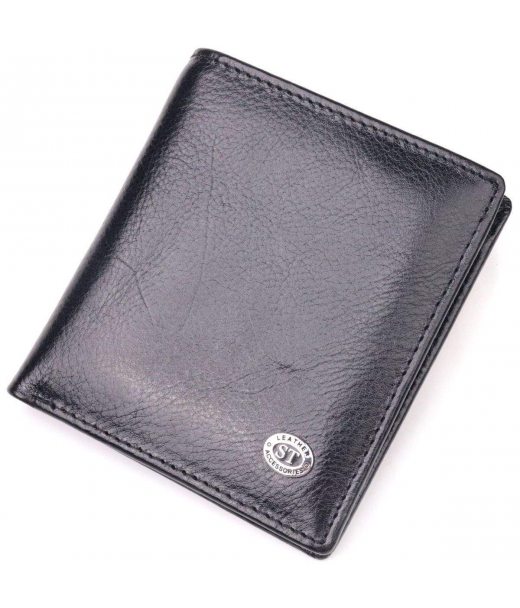 Компактний гаманець для грошей із натуральної гладкої шкіри ST Leather 19418 Чорний Компактний гаманець для грошей із натуральної гладкої шкіри ST Leather 19418 Чорний