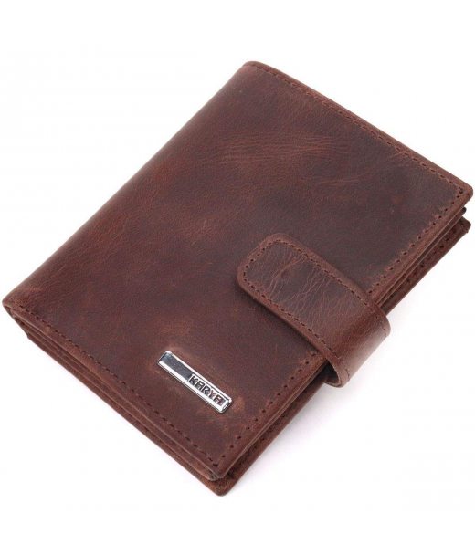 Невеликий чоловічий гаманець у вінтажній шкірі KARYA 21387 Коричневий
