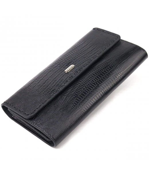 Фактурный вместительный женский кошелек из натуральной кожи CANPELLINI 21664 Черный Фактурный вместительный женский кошелек из натуральной кожи CANPELLINI 21664 Черный
