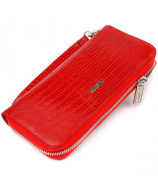 Оригінальний гаманець для жінок із натуральної фактурної шкіри CANPELLINI 21613 Червоний