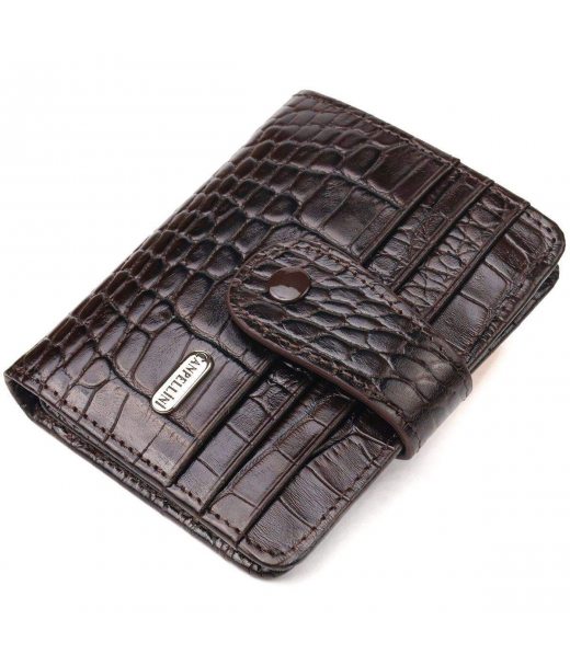 Цікавий гаманець для чоловіків з натуральної шкіри з тисненням під крокодила CANPELLINI 21689 Коричневий