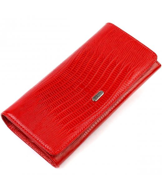 Вместительный женский кошелек из фактурной натуральной кожи с тиснением CANPELLINI 21709 Красный Вместительный женский кошелек из фактурной натуральной кожи с тиснением CANPELLINI 21709 Красный