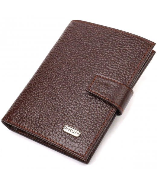 Зручний вертикальний чоловічий гаманець середнього розміру з натуральної шкіри CANPELLINI 21737 Коричневий